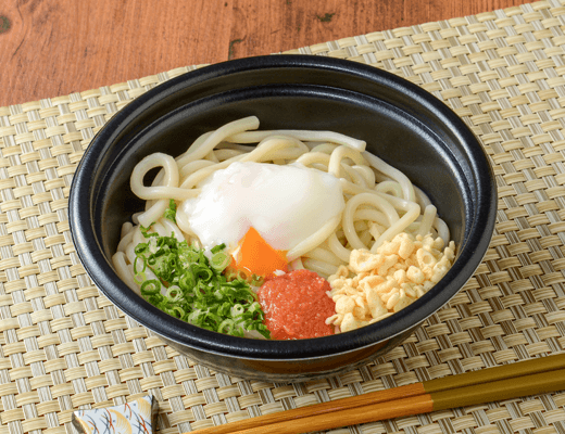 温・冷気分で選べる！明太釜玉風うどん