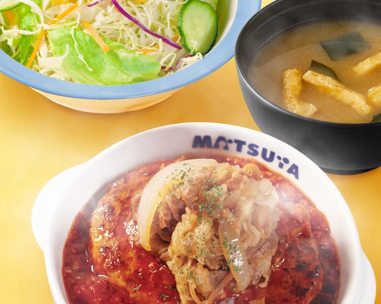 牛肉のあいがけうまトマハンバーグ生野菜セット