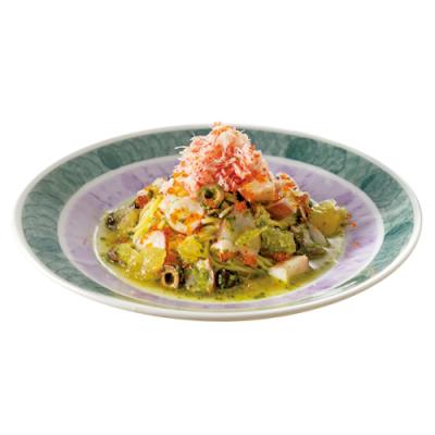 夏期間限定99紅ずわいがにと水たこの冷製バジルパスタ