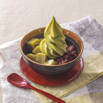 宇治抹茶ゼリーとあずきのパフェ