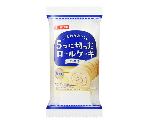 ５つに切ったロールケーキ